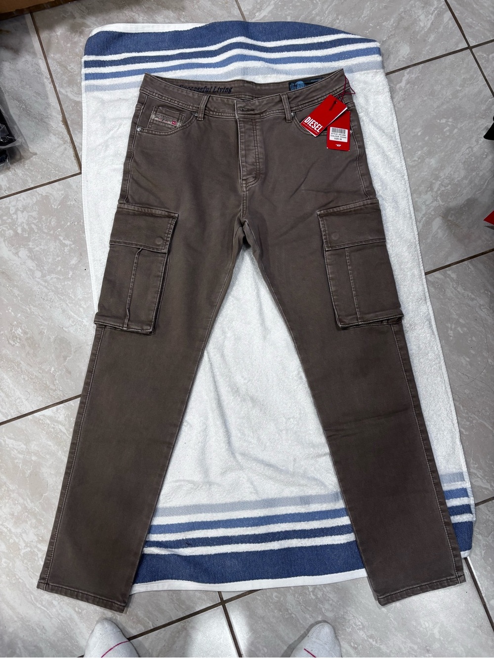 Diesel Dark Brown Cargo Pants with Utility Pockets